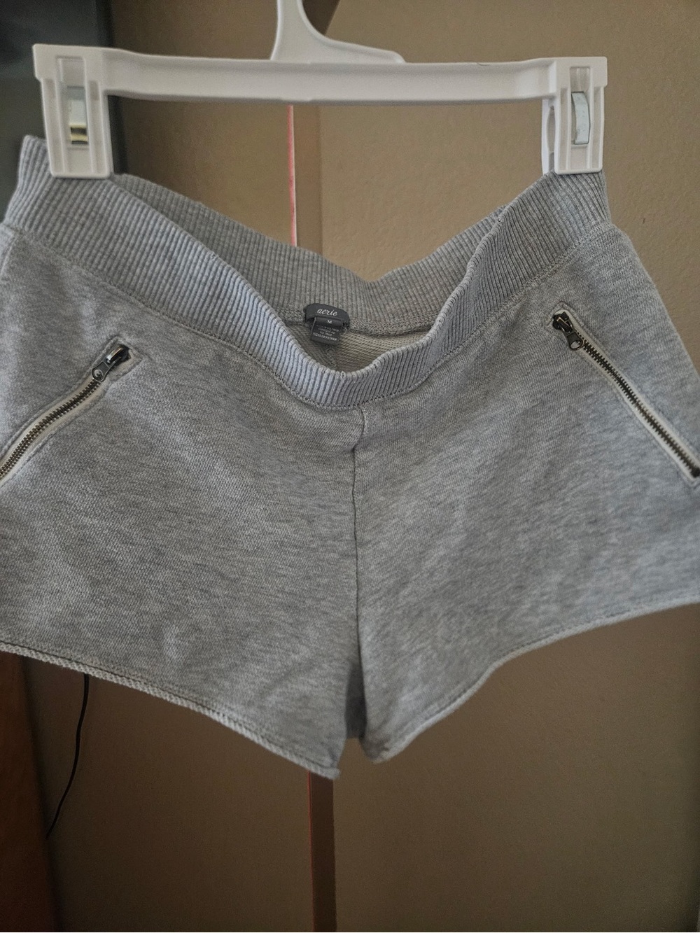 aerie Gray Athletic Zip-Pocket Shorts